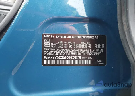 2017 Mini Countryman Cooper z USA, uszkodzony, nr VIN WMZYV5C35H3E02679